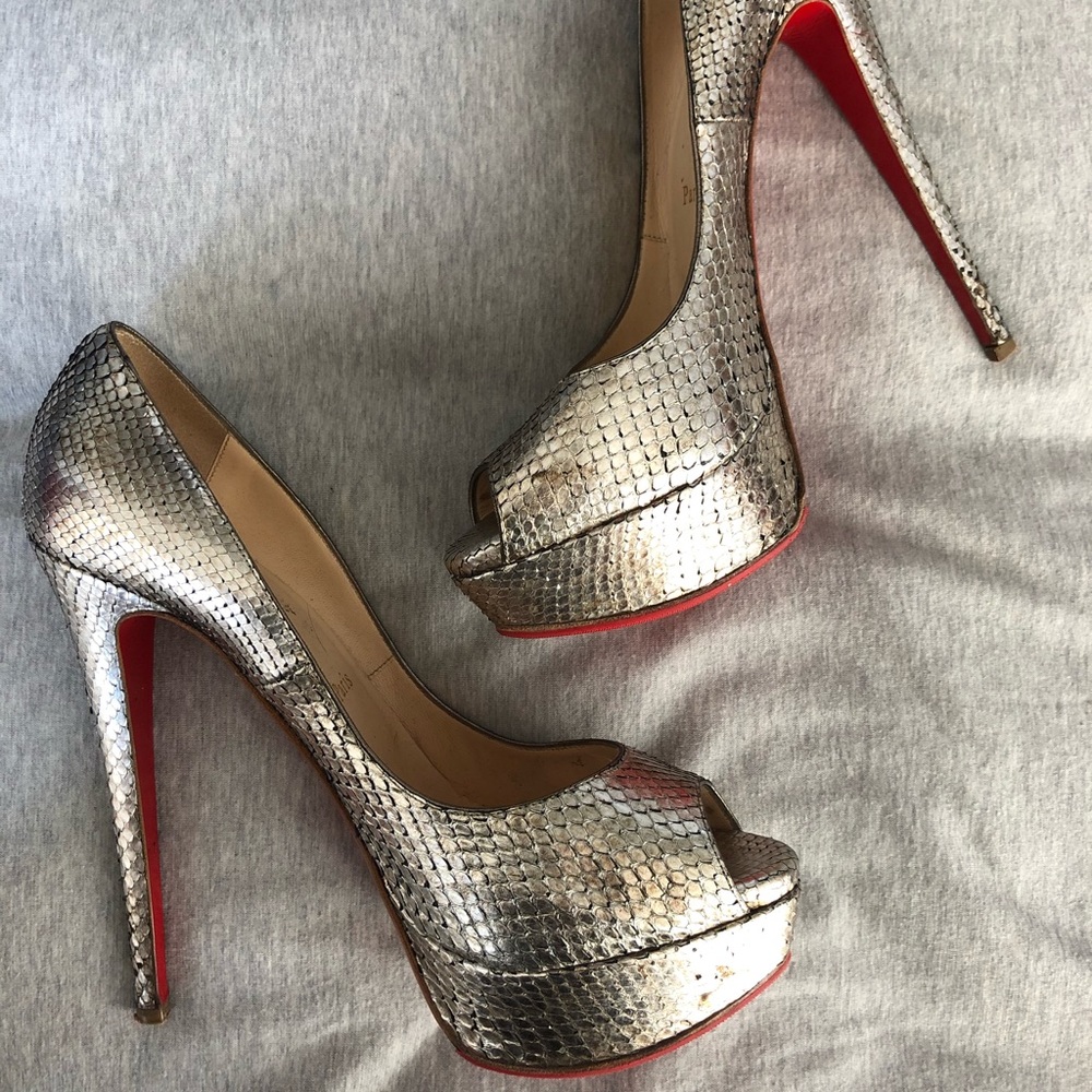 Christian Louboutin Snake Skin Lady Peep Toe